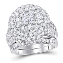  14k White Gold Princess Diamond Bridal Wedding Ring Band Set 3 Cttw