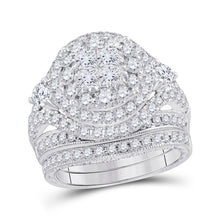  14k White Gold Princess Diamond Bridal Wedding Ring Band Set 2-3/4 Cttw
