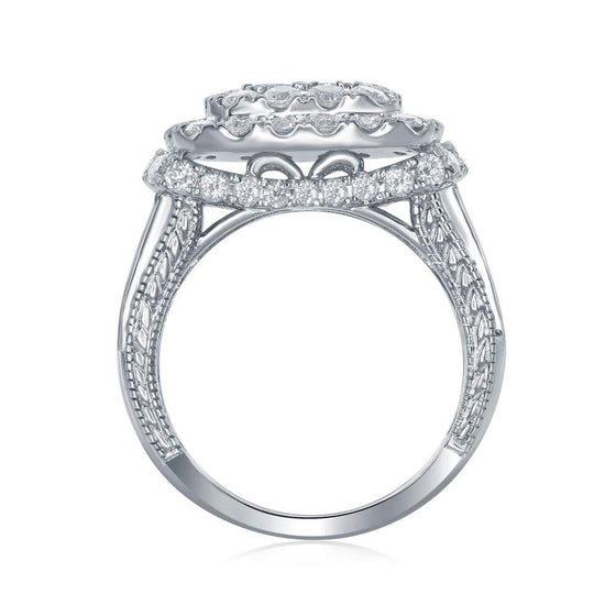 14k White Gold Princess Diamond Cluster Bridal Wedding Engagement Ring 3-1/2 Cttw