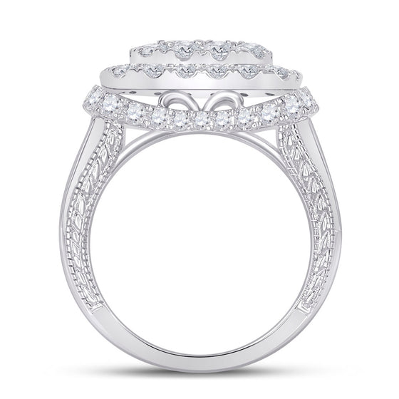 14k White Gold Princess Diamond Cluster Bridal Wedding Engagement Ring 3-1/2 Cttw