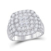 14k White Gold Princess Diamond Cluster Bridal Wedding Engagement Ring 3-1/2 Cttw