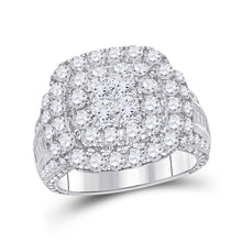  14k White Gold Princess Diamond Cluster Bridal Wedding Engagement Ring 3-1/2 Cttw