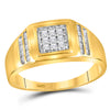 10k Yellow Gold Mens Round Diamond Square Cluster Ring 1/4 Cttw