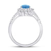 10k White Gold Womens Pear Synthetic Blue Topaz Solitaire Ring 2 Cttw