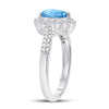 10k White Gold Womens Pear Synthetic Blue Topaz Solitaire Ring 2 Cttw