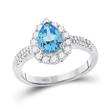  10k White Gold Womens Pear Synthetic Blue Topaz Solitaire Ring 2 Cttw