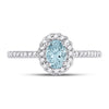10k White Gold Womens Oval Aquamarine Diamond-accent Solitaire Ring 1/5 Cttw