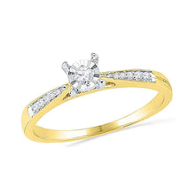  10k Yellow Gold Round Diamond Solitaire Bridal Wedding Engagement Ring 1/10 Cttw