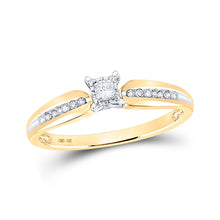 10k Yellow Gold Womens Princess Diamond Solitaire Promise Ring 1/6 Cttw