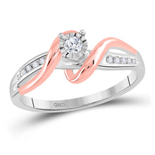  10k White & Rose-tone Gold Round Diamond Solitaire Bridal Wedding Engagement Ring 1/8 Cttw