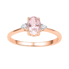  10k Rose Gold Womens Oval Synthetic Morganite Solitaire Diamond Ring 5/8 Cttw