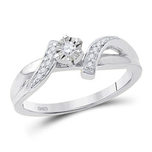  10k White Gold Womens Round Diamond Solitaire Promise Ring 1/10 Cttw
