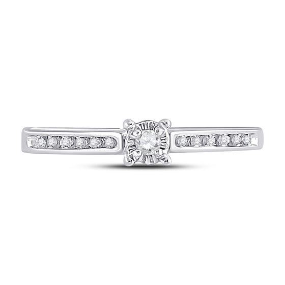 10k White Gold Round Diamond Solitaire Bridal Wedding Engagement Ring 1/10 Cttw