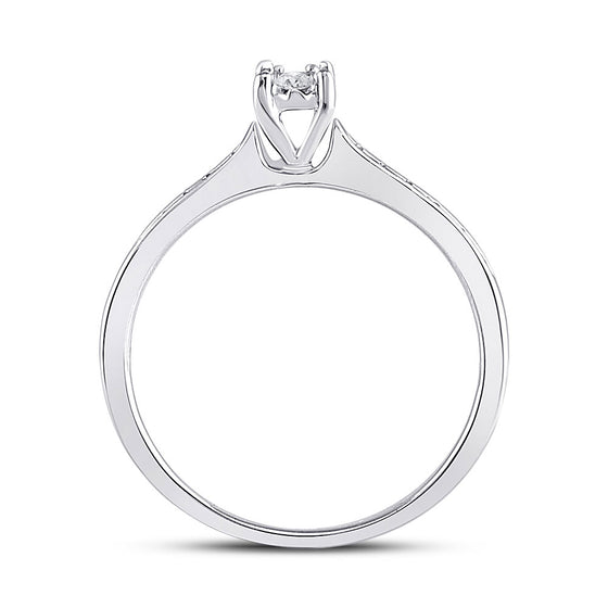 10k White Gold Round Diamond Solitaire Bridal Wedding Engagement Ring 1/10 Cttw