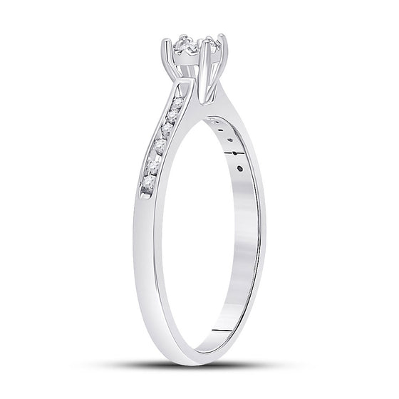 10k White Gold Round Diamond Solitaire Bridal Wedding Engagement Ring 1/10 Cttw