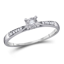  10k White Gold Round Diamond Solitaire Bridal Wedding Engagement Ring 1/10 Cttw