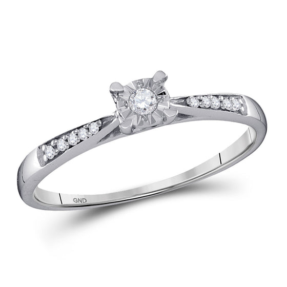 10k White Gold Round Diamond Solitaire Bridal Wedding Engagement Ring 1/10 Cttw