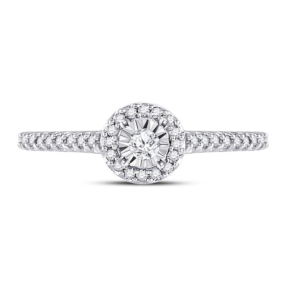 10k White Gold Womens Round Diamond Solitaire Promise Ring 1/4 Cttw