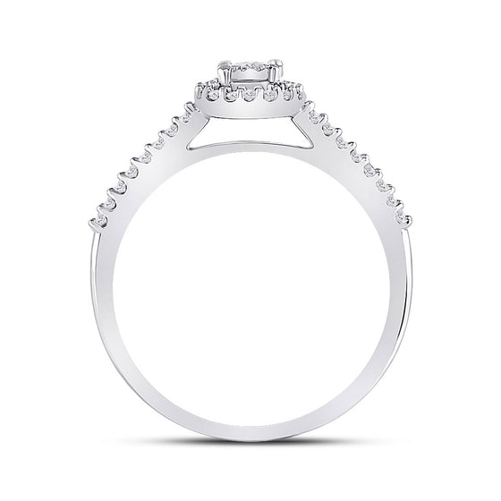 10k White Gold Womens Round Diamond Solitaire Promise Ring 1/4 Cttw