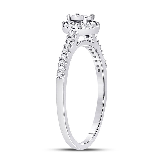 10k White Gold Womens Round Diamond Solitaire Promise Ring 1/4 Cttw