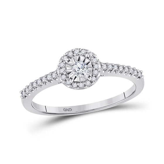10k White Gold Womens Round Diamond Solitaire Promise Ring 1/4 Cttw