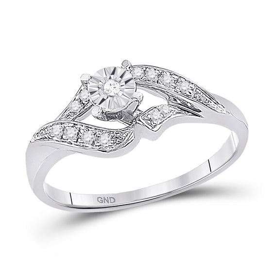 10k White Gold Round Diamond Solitaire Bridal Wedding Engagement Ring 1/6 Cttw