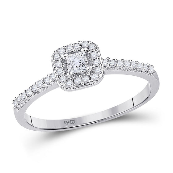 10k White Gold Princess Diamond Solitaire Bridal Wedding Engagement Ring 1/4 Cttw