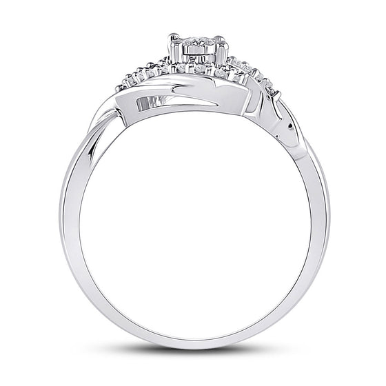 10k White Gold Womens Round Diamond Solitaire Twist Promise Ring 1/6 Cttw