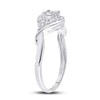 10k White Gold Womens Round Diamond Solitaire Twist Promise Ring 1/6 Cttw