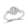 10k White Gold Womens Round Diamond Solitaire Twist Promise Ring 1/6 Cttw