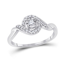  10k White Gold Womens Round Diamond Solitaire Twist Promise Ring 1/6 Cttw