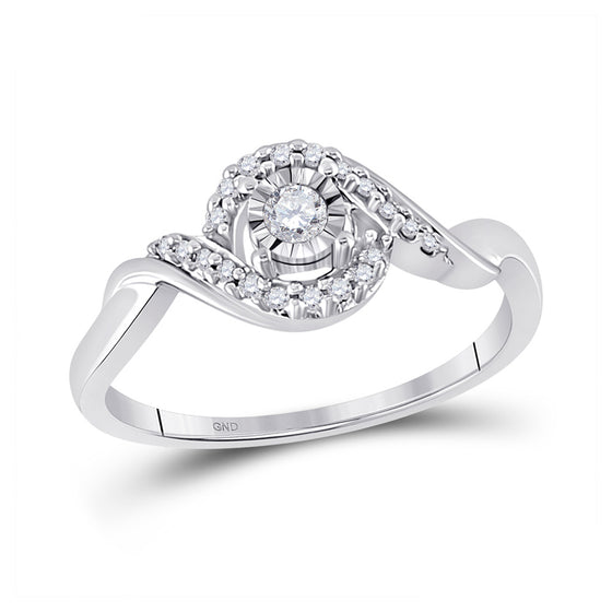 10k White Gold Womens Round Diamond Solitaire Twist Promise Ring 1/6 Cttw