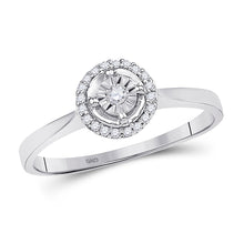  10k White Gold Round Diamond Solitaire Halo Bridal Wedding Engagement Ring 1/12 Cttw