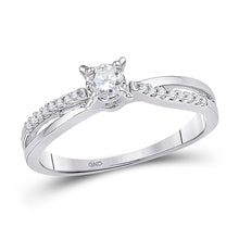  10k White Gold Womens Round Diamond Solitaire Crossover Promise Ring 1/4 Cttw