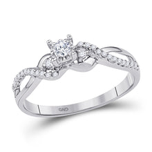  10k White Gold Womens Round Diamond Solitaire Crossover Promise Ring 1/4 Cttw