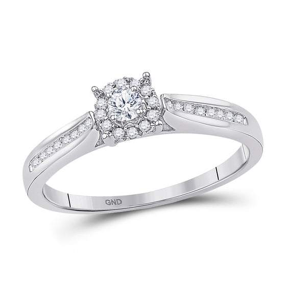 10k White Gold Round Diamond Solitaire Bridal Wedding Engagement Ring 1/6 Cttw