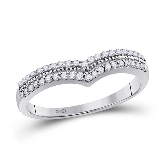 10k White Gold Womens Round Diamond Chevron Band Ring 1/4 Cttw