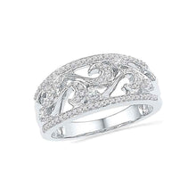  10k White Gold Womens Round Diamond Filigree Band Ring 1/3 Cttw
