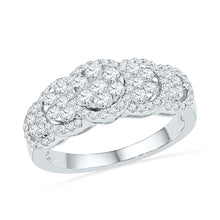  10k White Gold Womens Round Diamond Flower Cluster Ring 5/8 Cttw