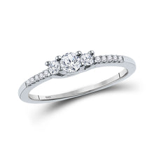  10k White Gold Round Diamond 3-stone Bridal Wedding Engagement Ring 1/4 Cttw