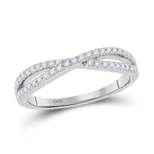  10k White Gold Womens Round Diamond Crossover Band Ring 1/4 Cttw