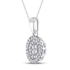 10k White Gold Womens Round Diamond Circle Cluster Pendant 1/4 Cttw