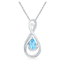  10k White Gold Womens Oval Synthetic Blue Topaz Solitaire Pendant 3/4 Cttw