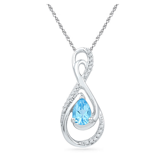10k White Gold Womens Oval Synthetic Blue Topaz Solitaire Pendant 3/4 Cttw