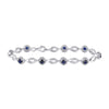 Sterling Silver Womens Round Synthetic Blue Sapphire Tennis Bracelet 3 Cttw