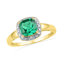  10k Yellow Gold Womens Princess Synthetic Emerald Solitaire Diamond Ring 1-3/4 Cttw
