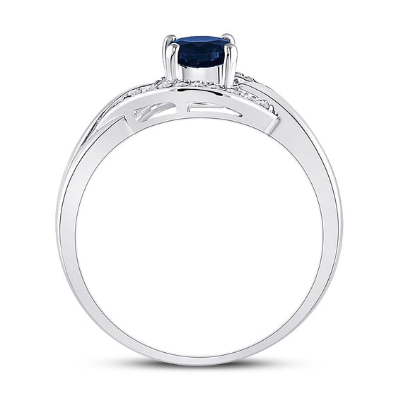 Sterling Silver Womens Round Synthetic Blue Sapphire Solitaire Diamond Ring 5/8 Cttw