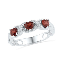  Sterling Silver Womens Heart Synthetic Ruby Heart Ring 3/4 Cttw