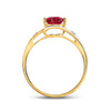 10k Yellow Gold Womens Heart Synthetic Ruby Solitaire Diamond-accent Bypass Ring 1 Cttw