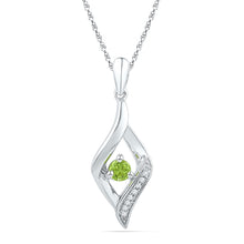  Sterling Silver Womens Round Synthetic Green Peridot Oval Pendant 1/5 Cttw